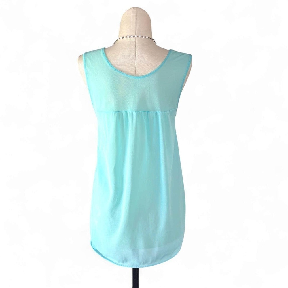 Vintage 1960s Blue Floral Embroidered Chiffon Babydoll Nightie Small - Picture 8 of 8